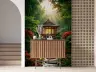 Tranquil Japanese Pavilion and Bamboo Forest Wall Mural 7