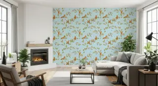 Charming Squirrel and Oak Leaf Wallpaper