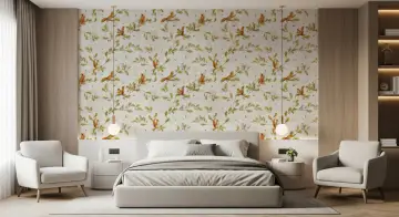 Squirrel and Oak Leaf Wallpaper