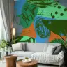 Emerald Ocean Terracotta Abstract Swirls Wall Mural 2