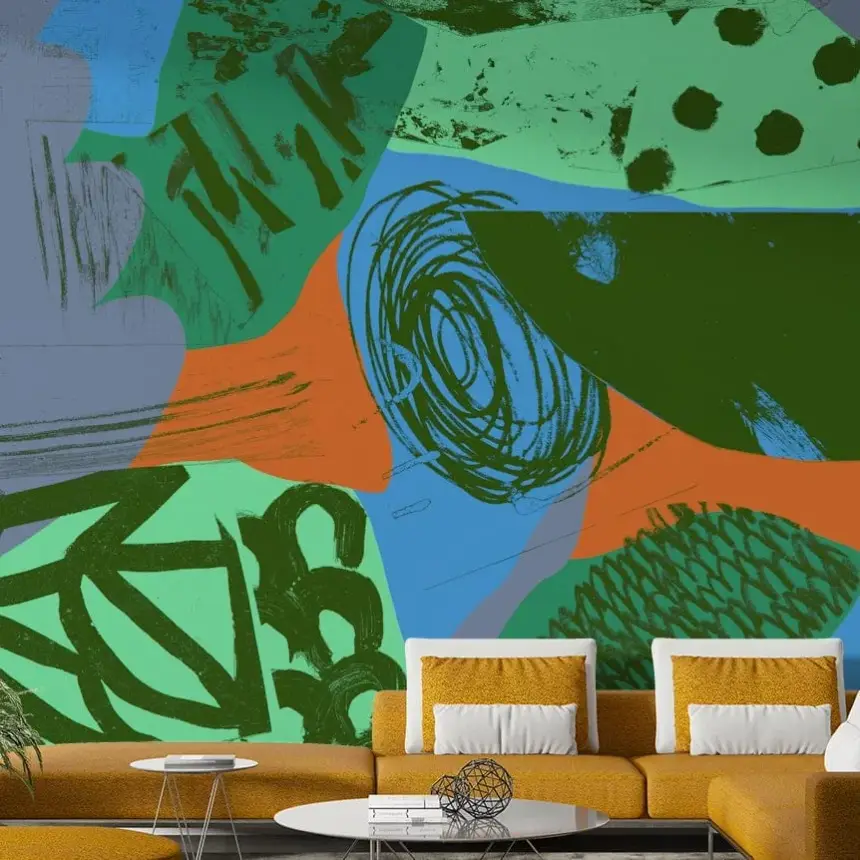 90 Orange Blue Wall Mural