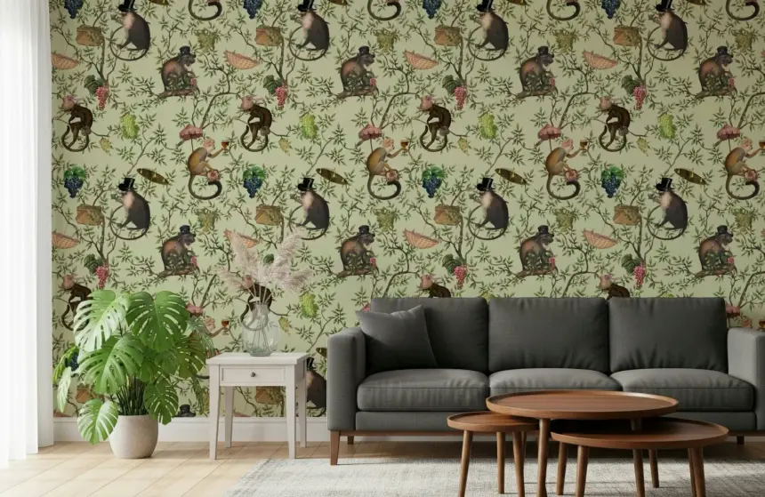 A Primate's Afternoon Tea Wallpaper