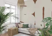 Rust Brown Organic Shapes Beige Abstract Wallpaper Mural