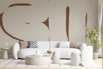 Rust Brown Organic Shapes Beige Abstract Wallpaper Mural