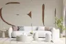 Rust Brown Organic Shapes Beige Abstract Wallpaper Mural 1