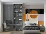 Geometric Abstract Wall Mural in Terracotta and Lilac 5