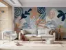 Dusty Blue Terracotta Abstract Organic Shapes Wall Mural 2