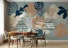 Dusty Blue Terracotta Abstract Organic Shapes Wall Mural 3