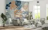 Dusty Blue Terracotta Abstract Organic Shapes Wall Mural 5
