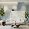 Abstract Blue and White Textured Wall Mural 1