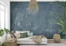 Indigo Slate Rough Concrete Splatter Effect Wallpaper Mural 2