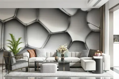Abstract Hexagonal Cell Structure Wall Mural