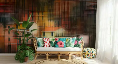 Abstract Italian Village Wall Mural