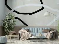 Monochrome Flowing Lines Abstract Wallpaper Mural