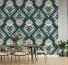 Teal Abstract Floral Wallpaper 1