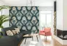 Teal Abstract Floral Wallpaper 3