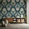 Teal Abstract Floral Wallpaper 4