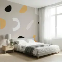 Abstract Pebble Shapes Beige Mustard Wallpaper Mural