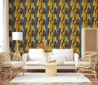 Abstract Earth Tone Vertical Organic Forms Wallpaper