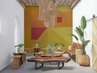 Geometric Ochre and Red Abstract Wall Mural