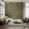 Textured Olive Green Stone Wall Mural 1