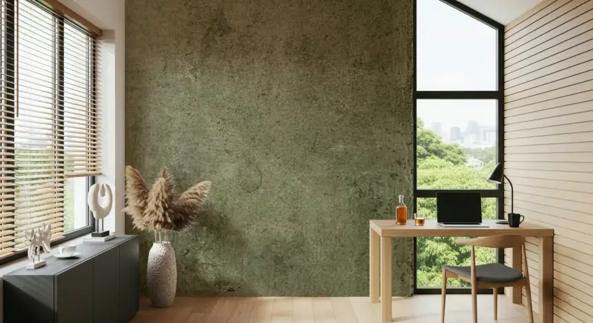 Aged Leather - Olive Wall Mural