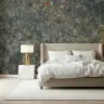 Deep Grey Ochre Lichen Stone Textured Wallpaper Mural 1