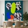 Dynamic Teal Brushstroke Abstract Geometric Shapes Wallpaper Mural 2