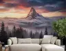 Fiery Alpine Summit Cloudscape Wallpaper Mural 1