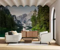 Emerald Lake Alpine Forest Peaks Wall Mural