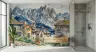 Watercolor Mountain Village Wall Mural 5