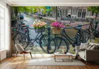 Amsterdam Canal Bicycle Floral Wall Mural