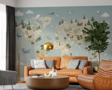 World Map Animal Adventure Wallpaper