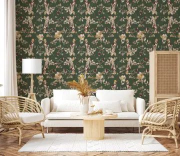 Botanical Floral Dark Green Wallpaper