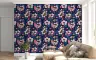 Dark Blue Floral Wallpaper with Pink Blossoms 4