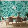Teal Organic Botanical Shapes Wallpaper Mural 2