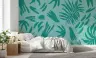 Teal Organic Botanical Shapes Wallpaper Mural 1