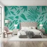 Teal Organic Botanical Shapes Wallpaper Mural 3