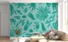 Teal Organic Botanical Shapes Wallpaper Mural 4
