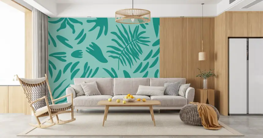 Aqua Botanical Flow Wall Mural