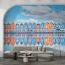 Colourful Waterfront Cottage Row Wallpaper 4