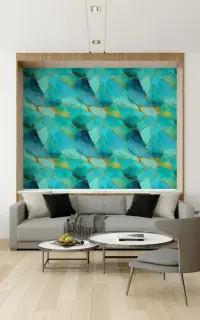 Teal and Gold Geode Marble Wallpaper