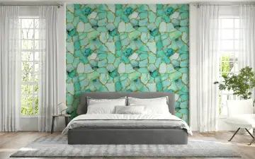 Teal Agate Gold Vein Wall Mural