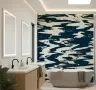 Navy and Cream Abstract Swirls Wallpaper 3