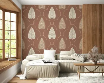 Leaf Motif Damask Wallpaper