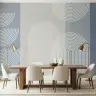 Geometric Arc Wall Mural in Blue and Grey 2
