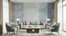 Geometric Arc Wall Mural in Blue and Grey 3