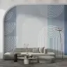 Geometric Arc Wall Mural in Blue and Grey 4