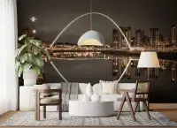 Cityscape Arch Bridge Night Wall Mural