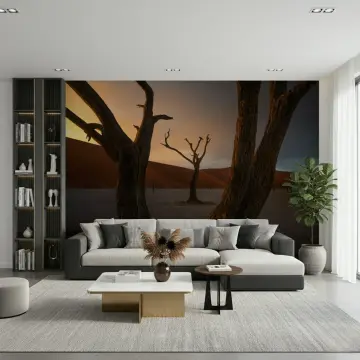 Desert Trees Sunset Wall Mural